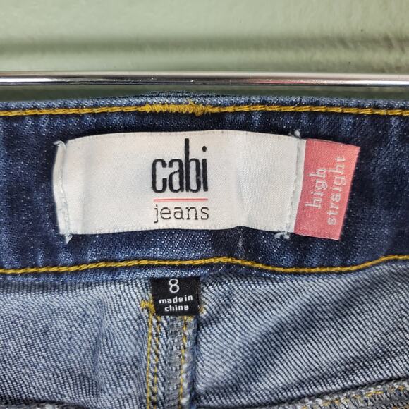 Cabi Womens High Straight Distressed Dark Wash Jeans Size 8 - Picture 3 of 6